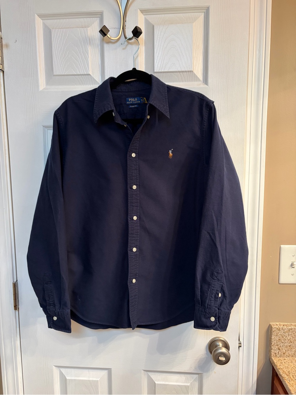 Polo by Ralph Lauren Women’s Navy Button-Down Shirt with Embroidered Pony